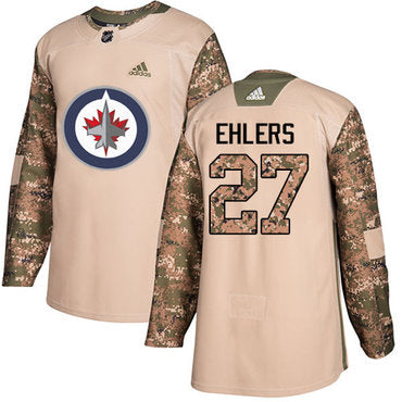 Adidas Jets 27 Nikolaj Ehlers Camo Authentic 2017 Veterans Day Stitched Nhl Jersey