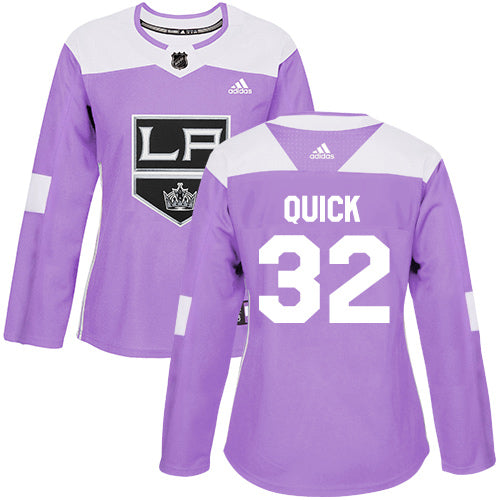Adidas Los Angeles Kings 32 Jonathan Quick Purple Authentic Fights Cancer Womens Stitched Nhl Jersey