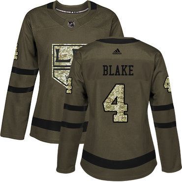 Adidas Los Angeles Kings 4 Rob Blake Green Salute To Service Womens Stitched Nhl Jersey