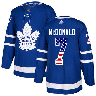 Adidas Maple Leafs 7 Lanny Mcdonald Blue Home Authentic Usa Flag Stitched Nhl Jersey
