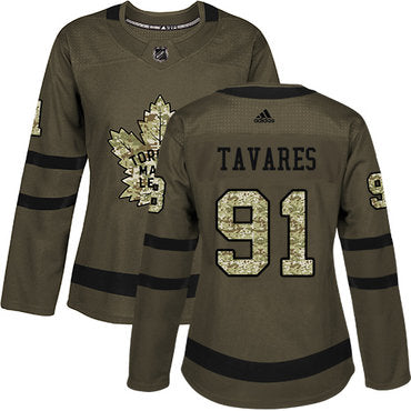 Adidas Maple Leafs 91 John Tavares Green Salute To Service Womens Stitched Nhl Jersey