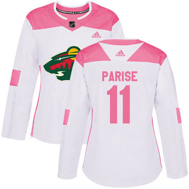 Adidas Minnesota Wild 11 Zach Parise White Pink Authentic Fashion Womens Stitched Nhl Jersey