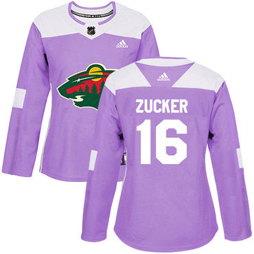 Adidas Minnesota Wild 16 Jason Zucker Purple Authentic Fights Cancer Womens Stitched Nhl Jersey