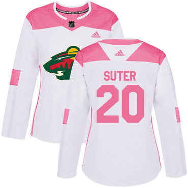 Adidas Minnesota Wild 20 Ryan Suter White Pink Authentic Fashion Womens Stitched Nhl Jersey