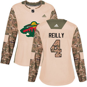 Adidas Minnesota Wild 4 Mike Reilly Camo Authentic 2017 Veterans Day Womens Stitched Nhl Jersey