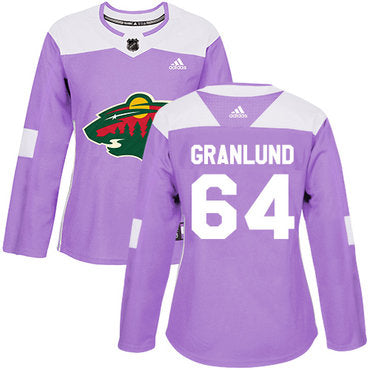 Adidas Minnesota Wild 64 Mikael Granlund Purple Authentic Fights Cancer Womens Stitched Nhl Jersey