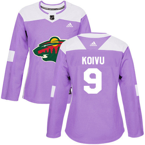 Adidas Minnesota Wild 9 Mikko Koivu Purple Authentic Fights Cancer Womens Stitched Nhl Jersey