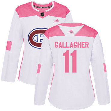 Adidas Montreal Canadiens 11 Brendan Gallagher White Pink Authentic Fashion Womens Stitched Nhl Jersey