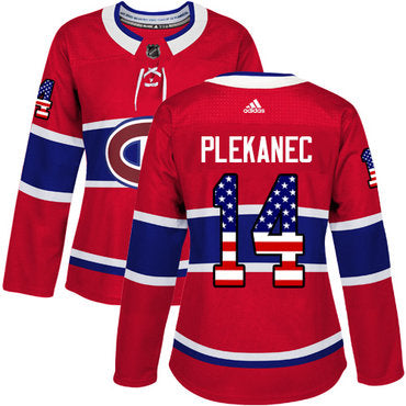 Adidas Montreal Canadiens 14 Tomas Plekanec Red Home Authentic Usa Flag Womens Stitched Nhl Jersey