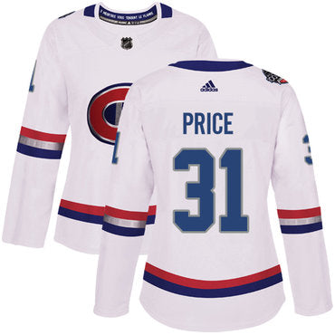 Adidas Montreal Canadiens 31 Carey Price White Authentic 2017 100 Classic Womens Stitched Nhl Jersey