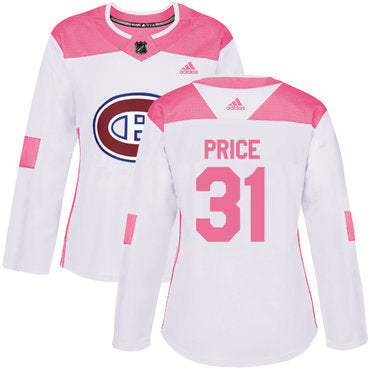 Adidas Montreal Canadiens 31 Carey Price White Pink Authentic Fashion Womens Stitched Nhl Jersey