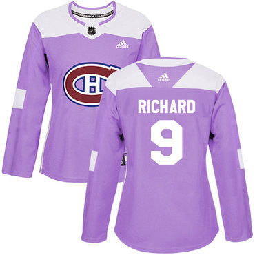 Adidas Montreal Canadiens 9 Maurice Richard Purple Authentic Fights Cancer Womens Stitched Nhl Jersey