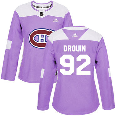 Adidas Montreal Canadiens 92 Jonathan Drouin Purple Authentic Fights Cancer Womens Stitched Nhl Jersey