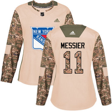Adidas New York Rangers 11 Mark Messier Camo Authentic 2017 Veterans Day Womens Stitched Nhl Jersey