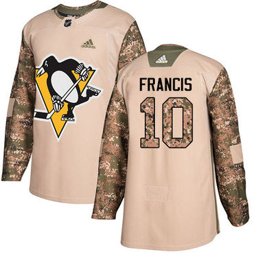 Adidas Penguins 10 Ron Francis Camo Authentic 2017 Veterans Day Stitched Nhl Jersey