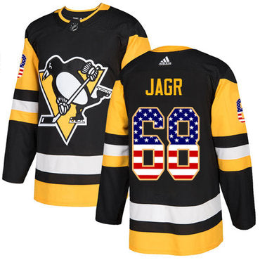Adidas Penguins 68 Jaromir Jagr Black Home Authentic Usa Flag Stitched Nhl Jersey