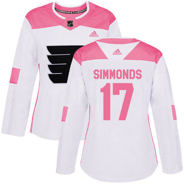Adidas Philadelphia Flyers 17 Wayne Simmonds White Pink Authentic Fashion Womens Stitched Nhl Jersey