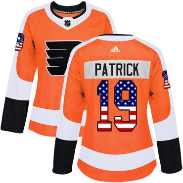 Adidas Philadelphia Flyers 19 Nolan Patrick Orange Home Authentic Usa Flag Womens Stitched Nhl Jersey