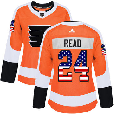 Adidas Philadelphia Flyers 24 Matt Read Orange Home Authentic Usa Flag Womens Stitched Nhl Jersey