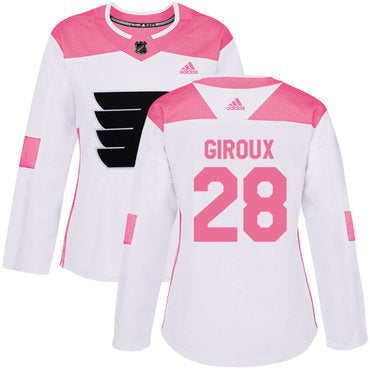 Adidas Philadelphia Flyers 28 Claude Giroux White Pink Authentic Fashion Womens Stitched Nhl Jersey