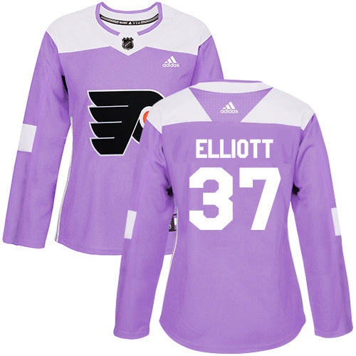 Adidas Philadelphia Flyers 37 Brian Elliott Purple Authentic Fights Cancer Womens Stitched Nhl Jersey