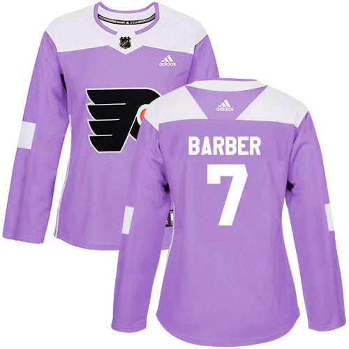 Adidas Philadelphia Flyers 7 Bill Barber Purple Authentic Fights Cancer Womens Stitched Nhl Jersey