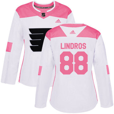Adidas Philadelphia Flyers 88 Eric Lindros White Pink Authentic Fashion Womens Stitched Nhl Jersey
