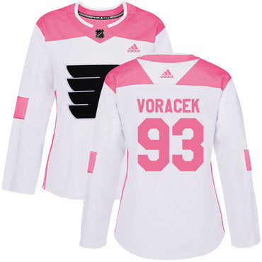 Adidas Philadelphia Flyers 93 Jakub Voracek White Pink Authentic Fashion Womens Stitched Nhl Jersey
