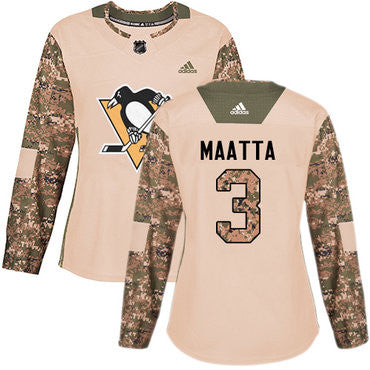 Adidas Pittsburgh Penguins 3 Olli Maatta Camo Authentic 2017 Veterans Day Womens Stitched Nhl Jersey