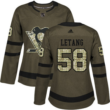 Adidas Pittsburgh Penguins 58 Kris Letang Green Salute To Service Womens Stitched Nhl Jersey