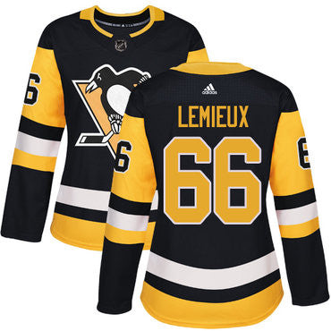 Adidas Pittsburgh Penguins 66 Mario Lemieux Black Home Authentic Womens Stitched Nhl Jersey