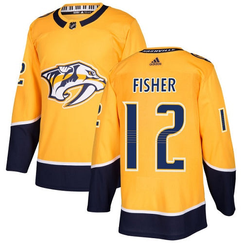 Adidas Predators 12 Mike Fisher Yellow Home Authentic Stitched Nhl Jersey
