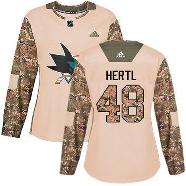 Adidas San Jose Sharks 48 Tomas Hertl Camo Authentic 2017 Veterans Day Womens Stitched Nhl Jersey