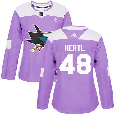 Adidas San Jose Sharks 48 Tomas Hertl Purple Authentic Fights Cancer Womens Stitched Nhl Jersey