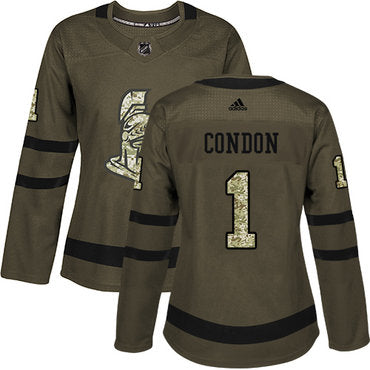 Adidas Senators 1 Mike Condon Green Salute To Service Womens Stitched Nhl Jersey