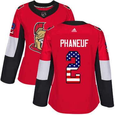 Adidas Senators 2 Dion Phaneuf Red Home Authentic Usa Flag Womens Stitched Nhl Jersey