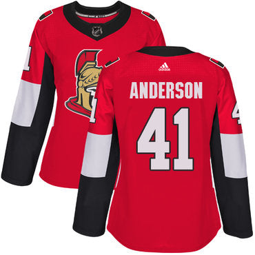 Adidas Senators 41 Craig Anderson Red Home Authentic Womens Stitched Nhl Jersey