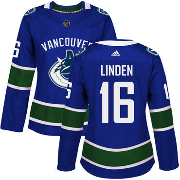 Adidas Vancouver Canucks 16 Trevor Linden Blue Home Authentic Womens Stitched Nhl Jersey