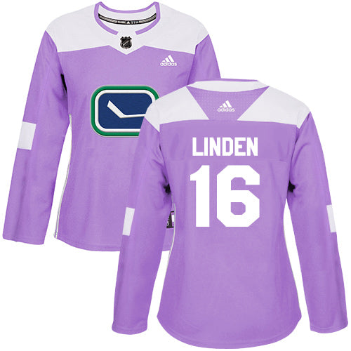 Adidas Vancouver Canucks 16 Trevor Linden Purple Authentic Fights Cancer Womens Stitched Nhl Jersey