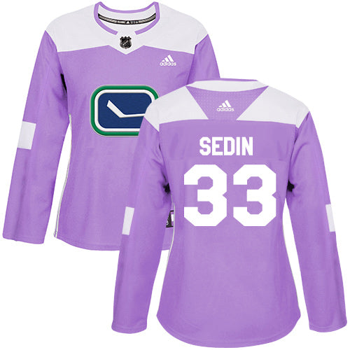 Adidas Vancouver Canucks 33 Henrik Sedin Purple Authentic Fights Cancer Womens Stitched Nhl Jersey
