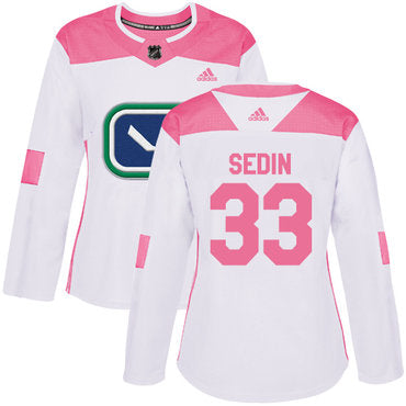Adidas Vancouver Canucks 33 Henrik Sedin White Pink Authentic Fashion Womens Stitched Nhl Jersey