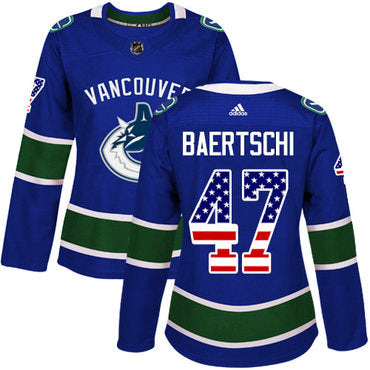 Adidas Vancouver Canucks 47 Sven Baertschi Blue Home Authentic Usa Flag Womens Stitched Nhl Jersey