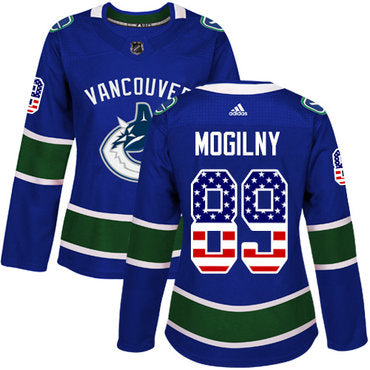 Adidas Vancouver Canucks 89 Alexander Mogilny Blue Home Authentic Usa Flag Womens Stitched Nhl Jersey
