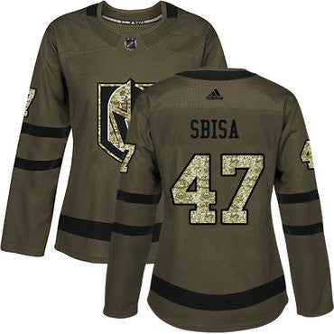 Adidas Vegas Golden Golden Knights 47 Luca Sbisa Green Salute To Service Womens Stitched Nhl Jersey
