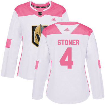 Adidas Vegas Golden Knights 4 Clayton Stoner White Pink Authentic Fashion Womens Stitched Nhl Jersey