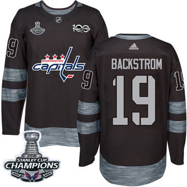 Adidas Washington Capitals 19 Nicklas Backstrom Black 1917 2017 100th Anniversary Stanley Cup Final Champions Stitched Nhl Jersey
