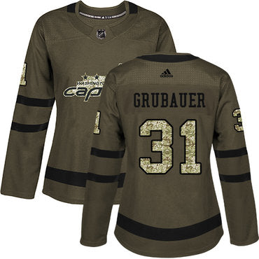 Adidas Washington Capitals 31 Philipp Grubauer Green Salute To Service Womens Stitched Nhl Jersey