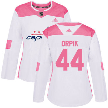 Adidas Washington Capitals 44 Brooks Orpik White Pink Authentic Fashion Womens Stitched Nhl Jersey