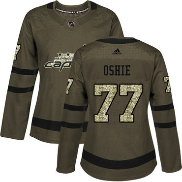 Adidas Washington Capitals 77 Tj Oshie Green Salute To Service Womens Stitched Nhl Jersey