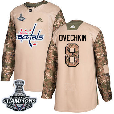 Adidas Washington Capitals 8 Alex Ovechkin Camo Authentic 2017 Veterans Day Stanley Cup Final Champions Stitched Nhl Jersey